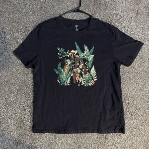 Dip Women’s Organic Cotton Botanical Mushroom Print (L) Large Black